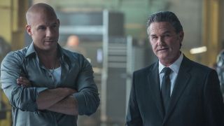 Vin Diesel's Dominic Toretto and Kurt Russell's Mr. Nobody in Furious 7