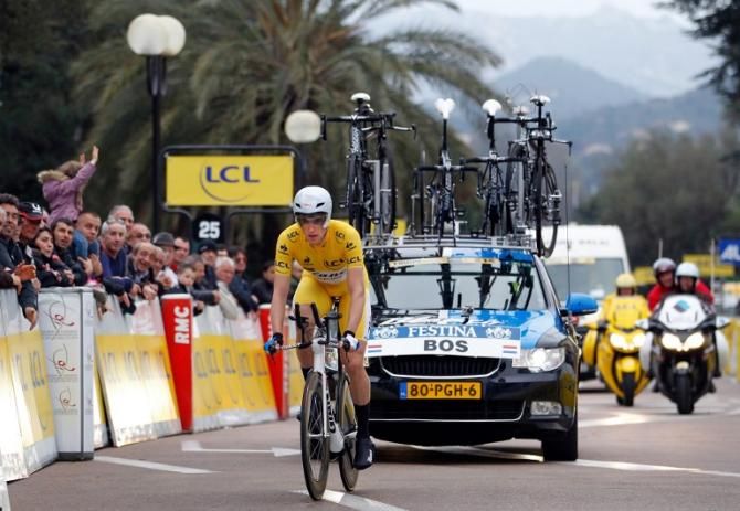 Race leader Theo Bos (Blanco) never chalenged in the time trial