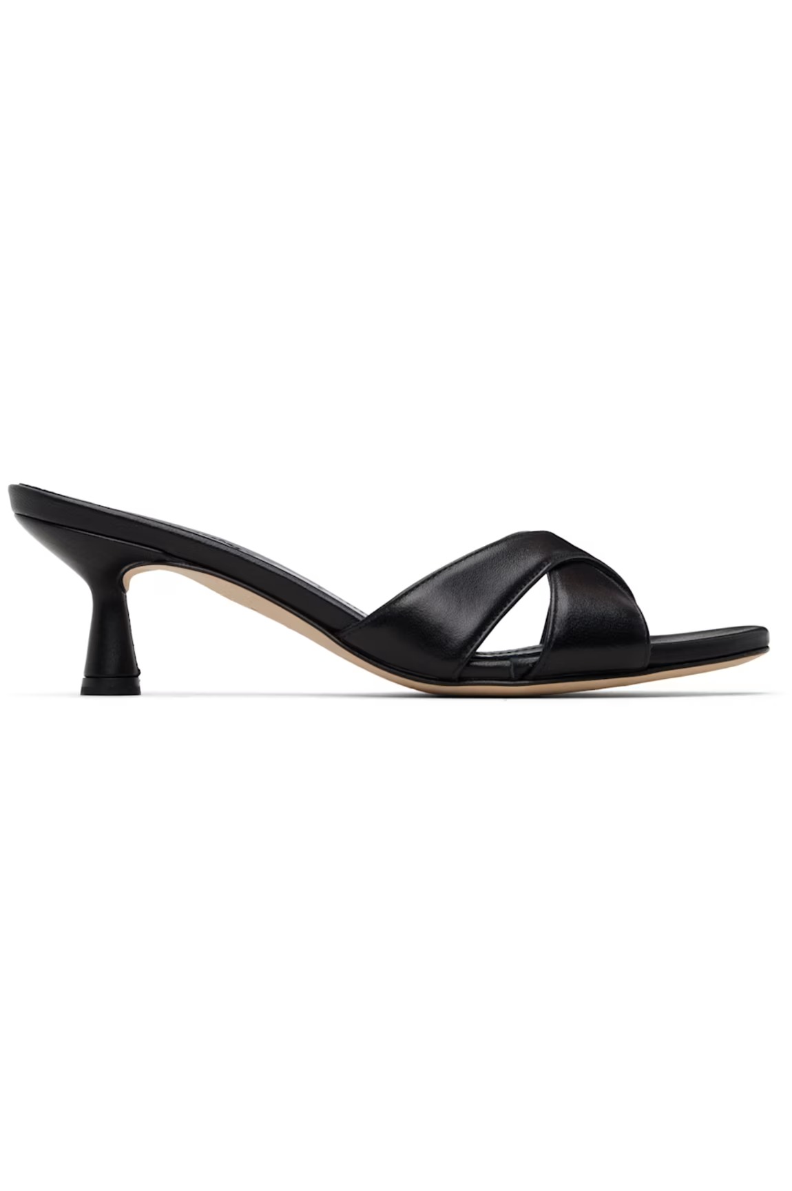 Aeyde, Black Vero Leather Mule Heeled Sandals