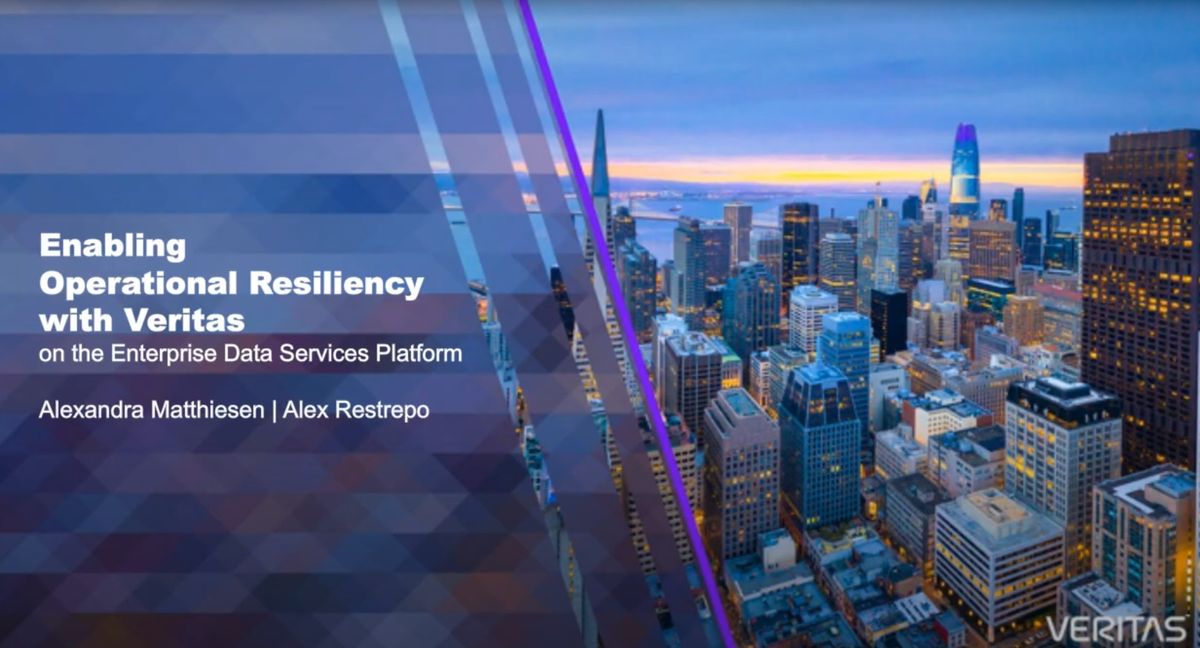 A cityscape background against the water - Enabling operational resilience with Veritas