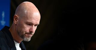Manchester United manager Erik ten Hag address a press conference on the eve of the UEFA Champions League Group A football match FC Bayern Munich v Manchester United in Munich, southern Germany on September 19, 2023.