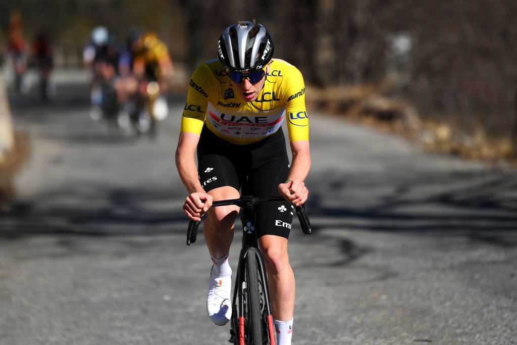 COL DE LA COUILLOLE FRANCE MARCH 11 Tadej Pogacar of Slovenia and UAE Team Emirates Yellow Leader Jersey competes in the breakaway during the 81st Paris Nice 2023 Stage 7 a 1429km stage from Nice to La Col de la Couillole 1676m UCIWT ParisNice on March 11 2023 in La Col de la Couillole France Photo by Alex BroadwayGetty Images