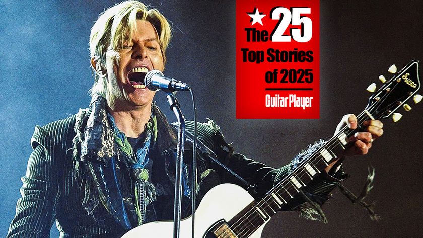 David Bowie performs on stage on the third and final day of "The Nokia Isle of Wight Festival 2004" at Seaclose Park, on June 13, 2004 in Newport, UK. The third annual rock festival takes place during the Isle of Wight Festival which runs from June 4-19. 