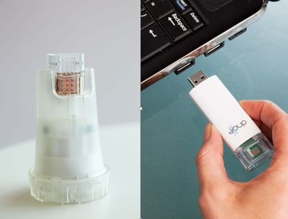An image of the USB stick device that can test for HIV.