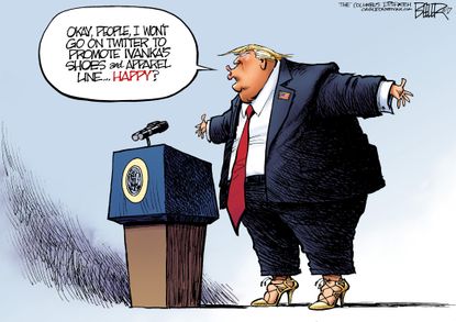 Political Cartoon U.S. Donald Trump Ivanka Trump clothes
