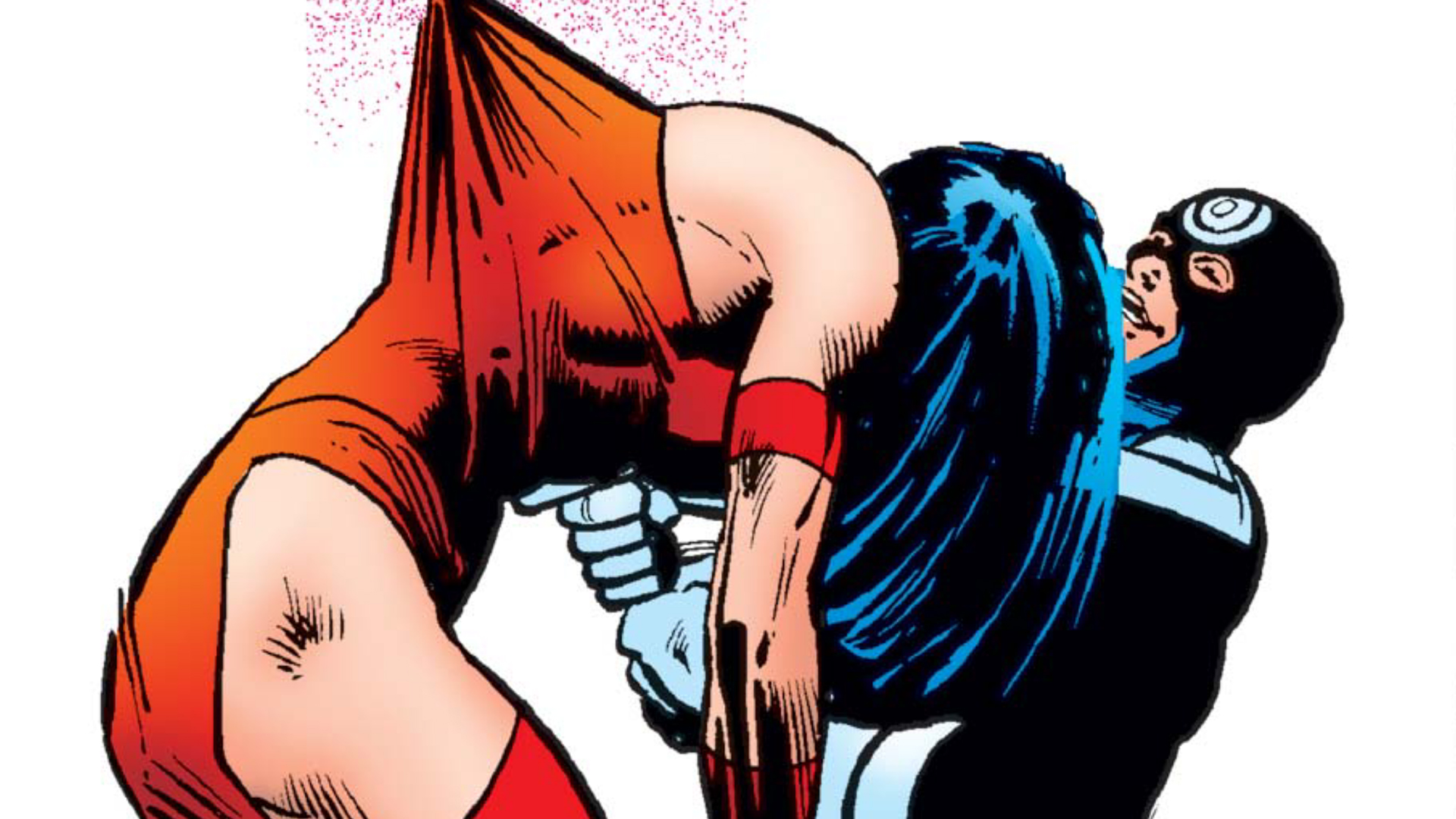 Bullseye stabbing Elektra with her own sai
