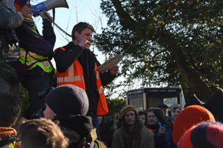 Guy Shrubsole speaking at the Dartmoor protest walk