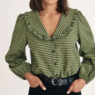 Nobody’s Child Green Gingham Emmie Blouse