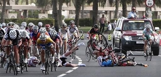 A crash in the finale of stage three.