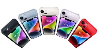 iPhone 14 Plus phones on a white background