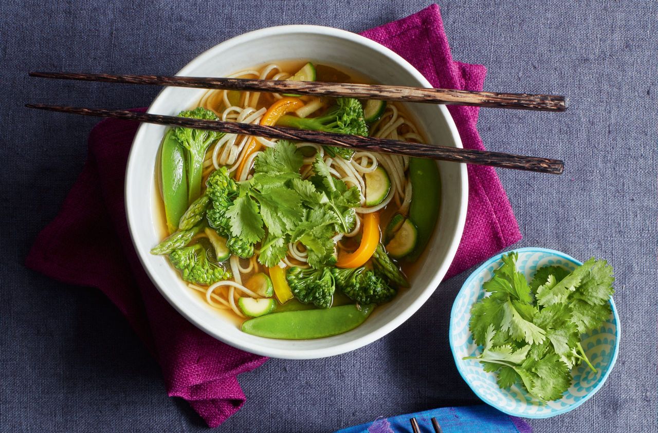 Green miso noodle bowl