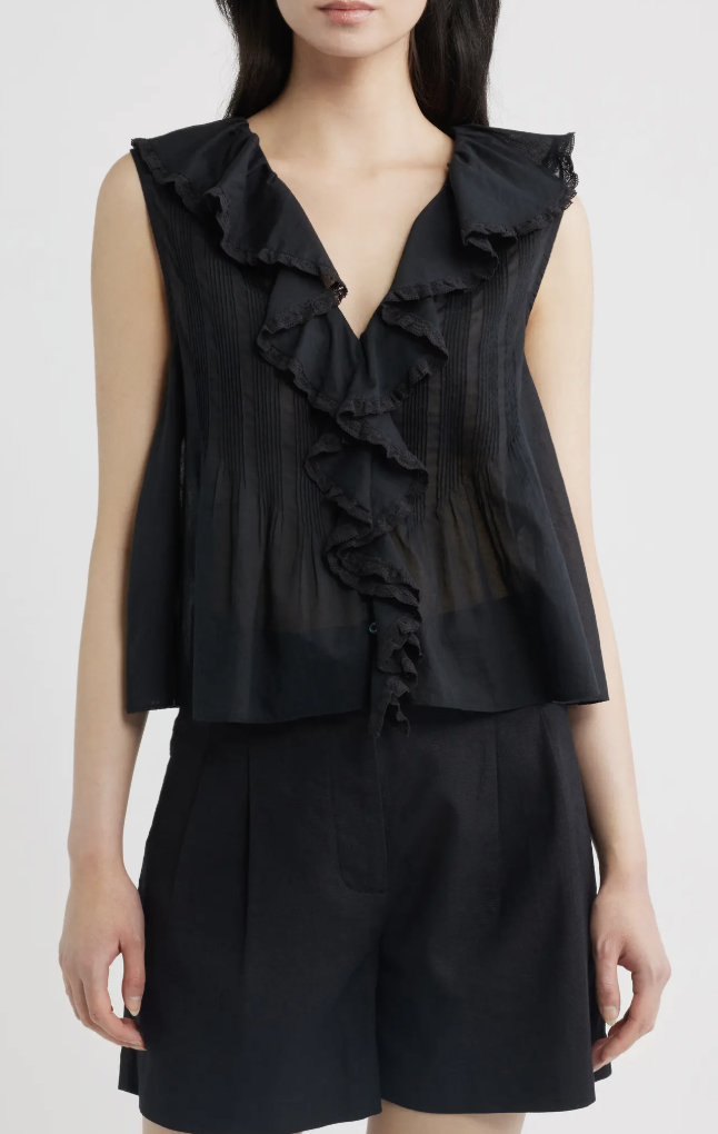 D&amp;ocirc;en, Hilda Pintucked Sleeveless Organic Cotton Top