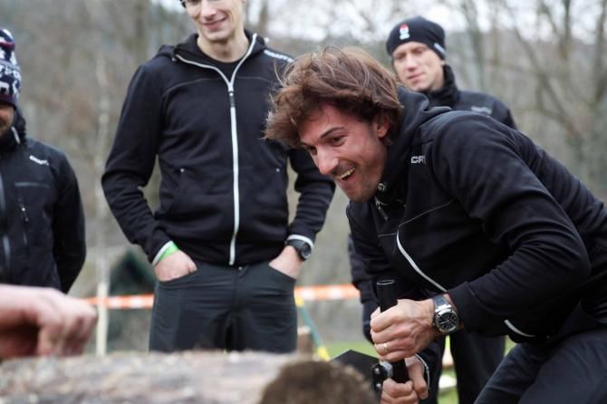 Fabian Cancellara leads by example at the RadioShack-Nissan team building camp.