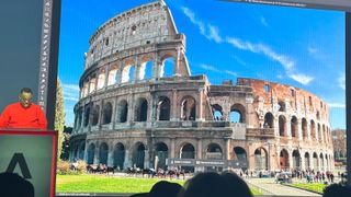 Photo of the Collosseum being edited in Photoshop