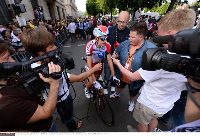 Alexander Kristoff (Katusha) with the press