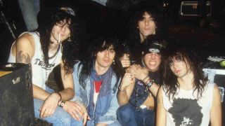 LA Guns backstage at a concert in 1989