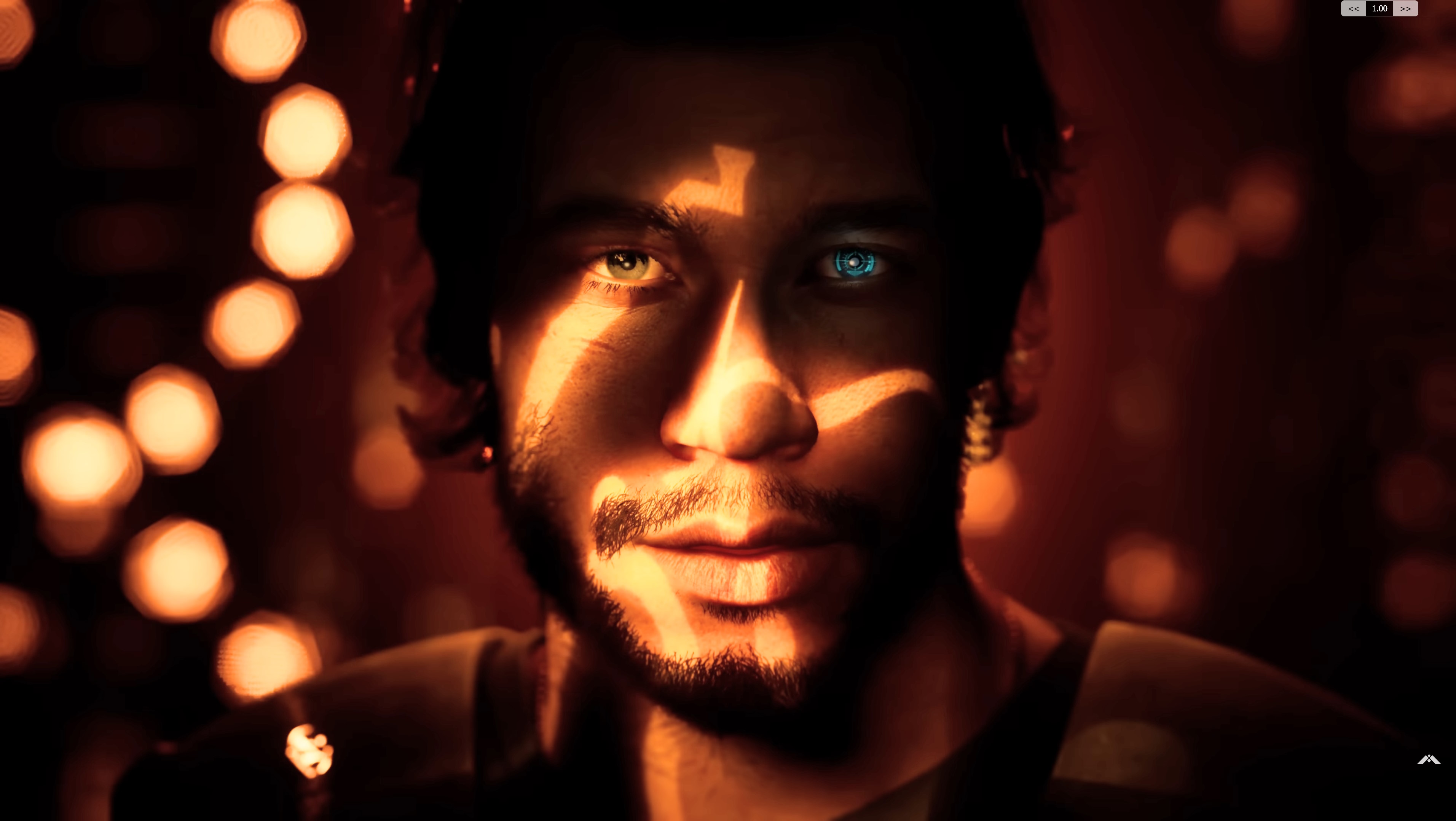 MindsEye launch trailer still - close-up of a guy standing in spectral light