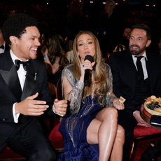 Trevor Noah, Jennifer Lopez and Ben Affleck at THE 65TH ANNUAL GRAMMY AWARDS, broadcasting live Sunday, February 5, 2023 (8:00-11:30 PM, LIVE ET/5:00-8:30 PM, LIVE PT) on the CBS Television Network, and available to stream live and on demand on Paramount+