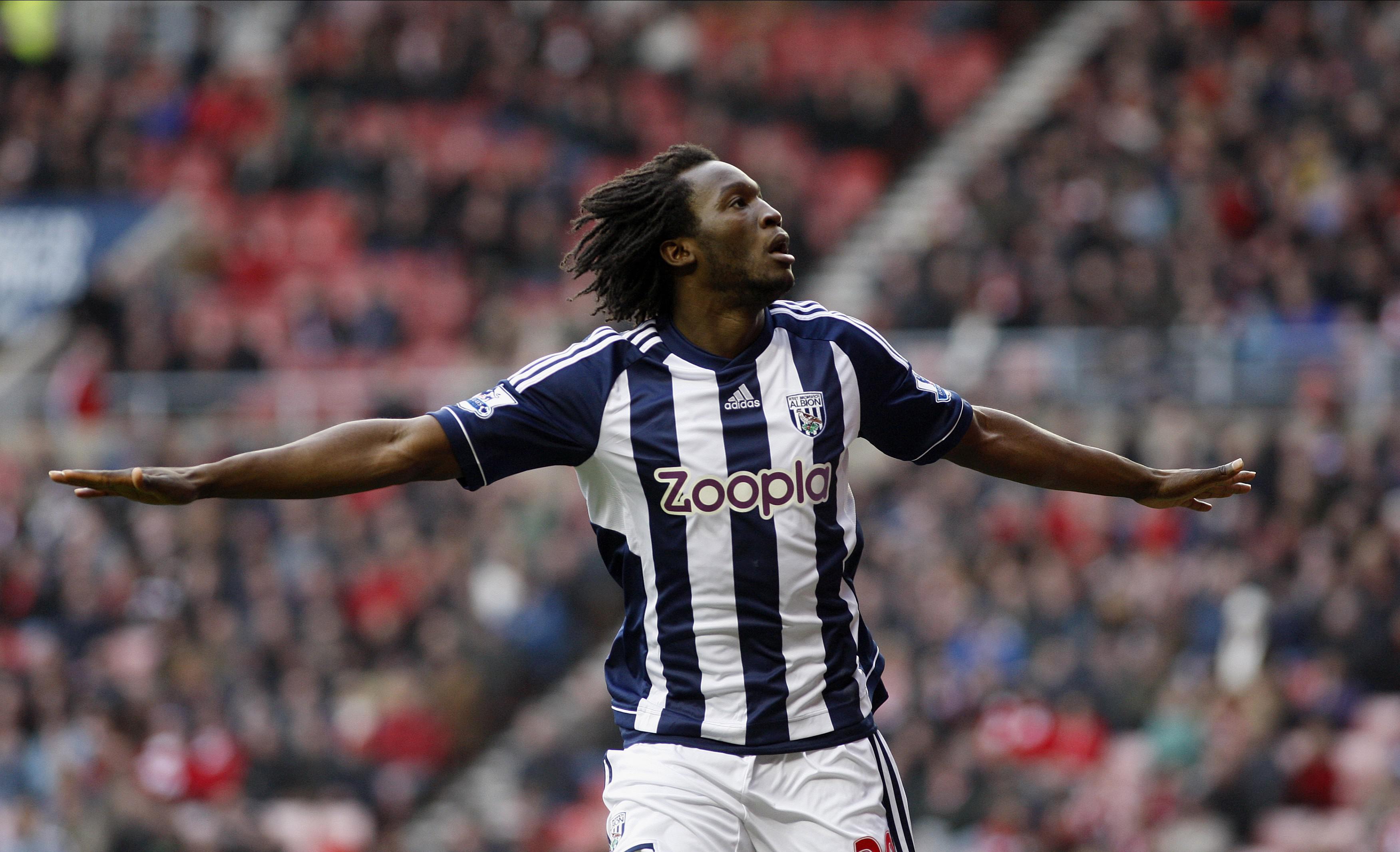 Romelu Lukaku celebrates after scoring for West Bromwich Albion against Sunderland, 2012