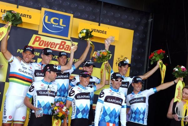 Garmin-Cervelo celebrate their first ever Tour de France stage win