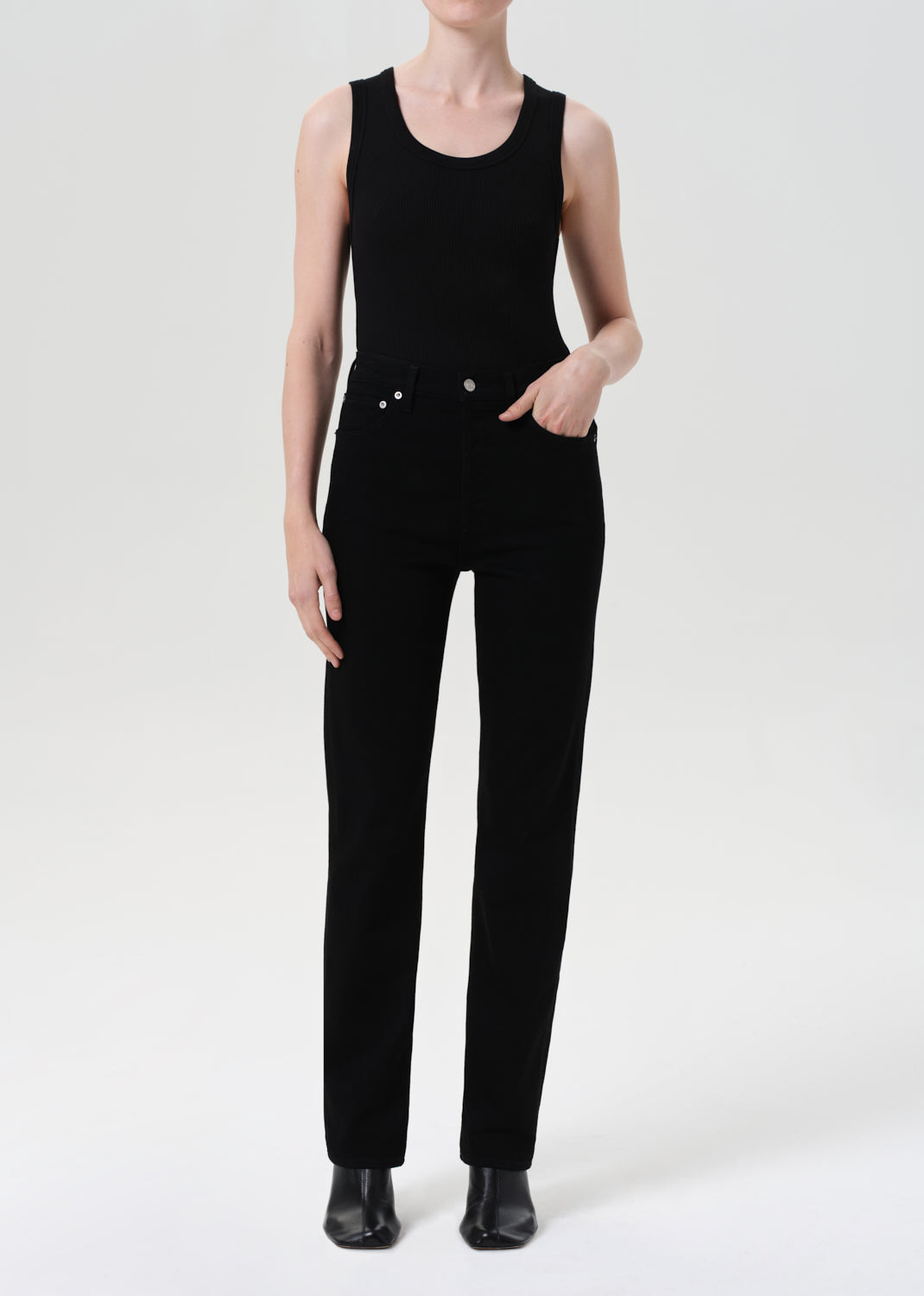 90's Pinch Waist High Rise Straight Long (weightless Stretch) in Cover - 23 / Cover