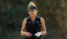 Lexi Thompson reacts to a putt after missing it