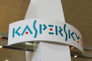 Kaspersky sign on a white post