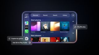 Qobuz CarPlay screenshot featuring labels of key features 