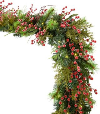 Sugared Berry Forest 10-Foot Artificial LED Light Garland