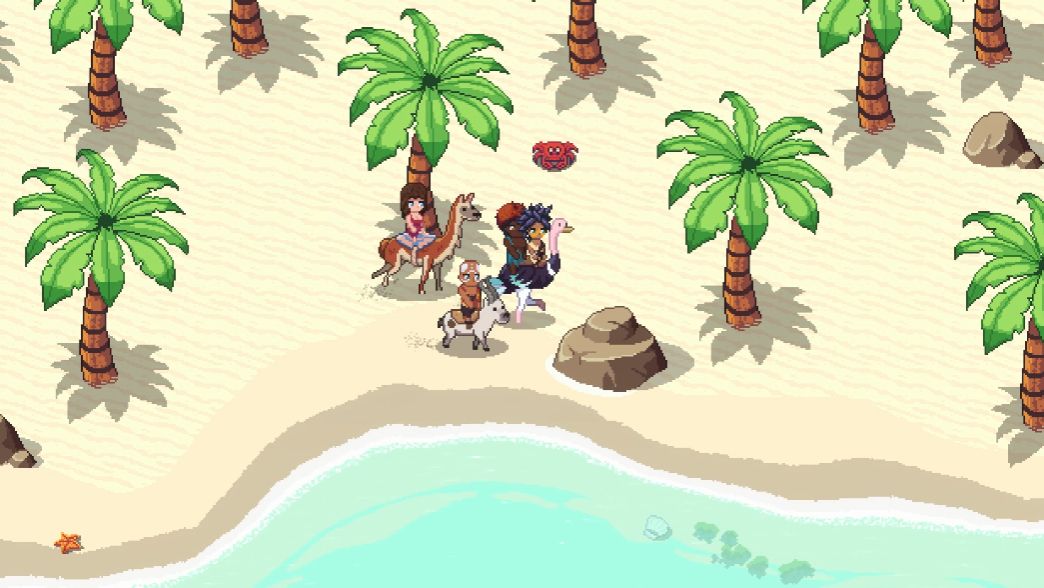 Mounts on the beach in Roots of Pacha