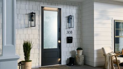 Masonite M-Pwr Smart Door viewed from exterior porch