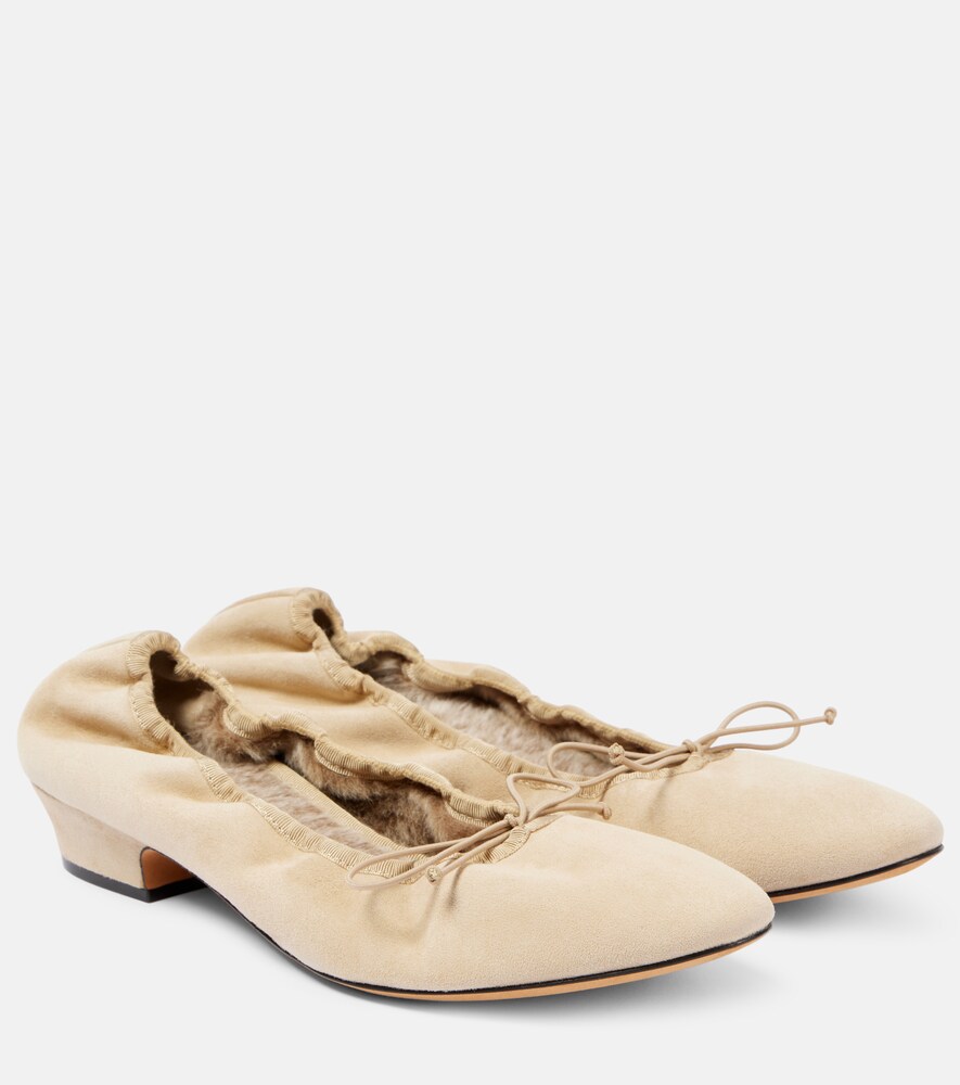 Awar Shearling-Lined Suede Ballet Flats