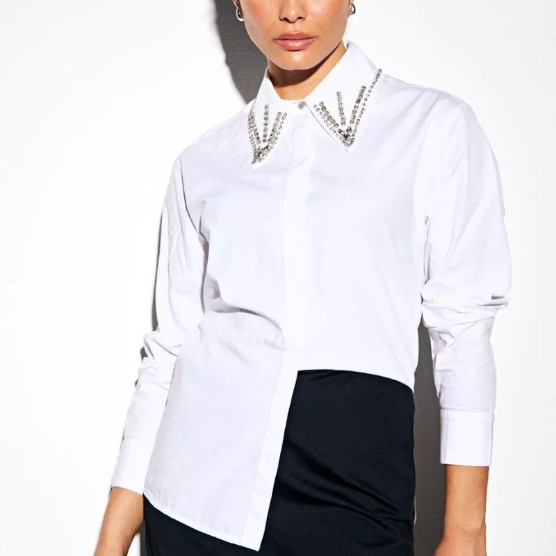 TU Clothing, White Embellished Collar Poplin Shirt