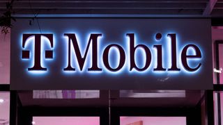 T-Mobile logo pictured on a store front at the Westfield UTC shopping center in San Diego, California.