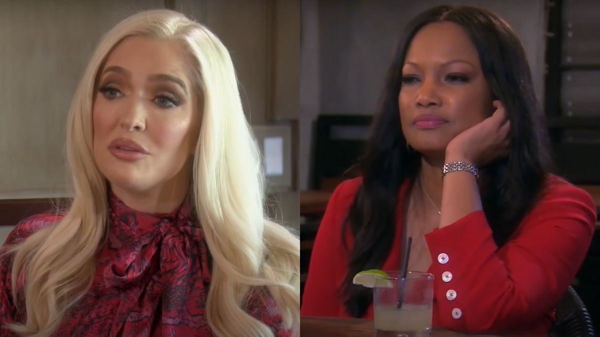 screenshots of Erika Jayne and Garcelle Beauvais on The Real Housewives of Beverly Hills