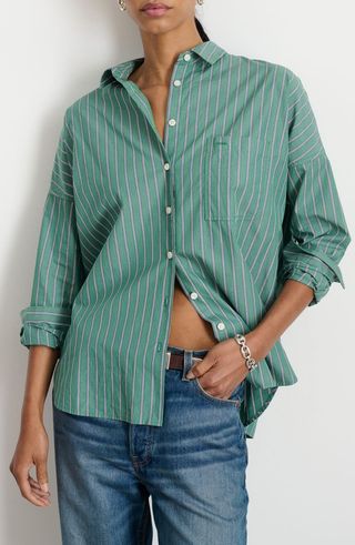 Jo Stripe Cotton Button-Up Shirt