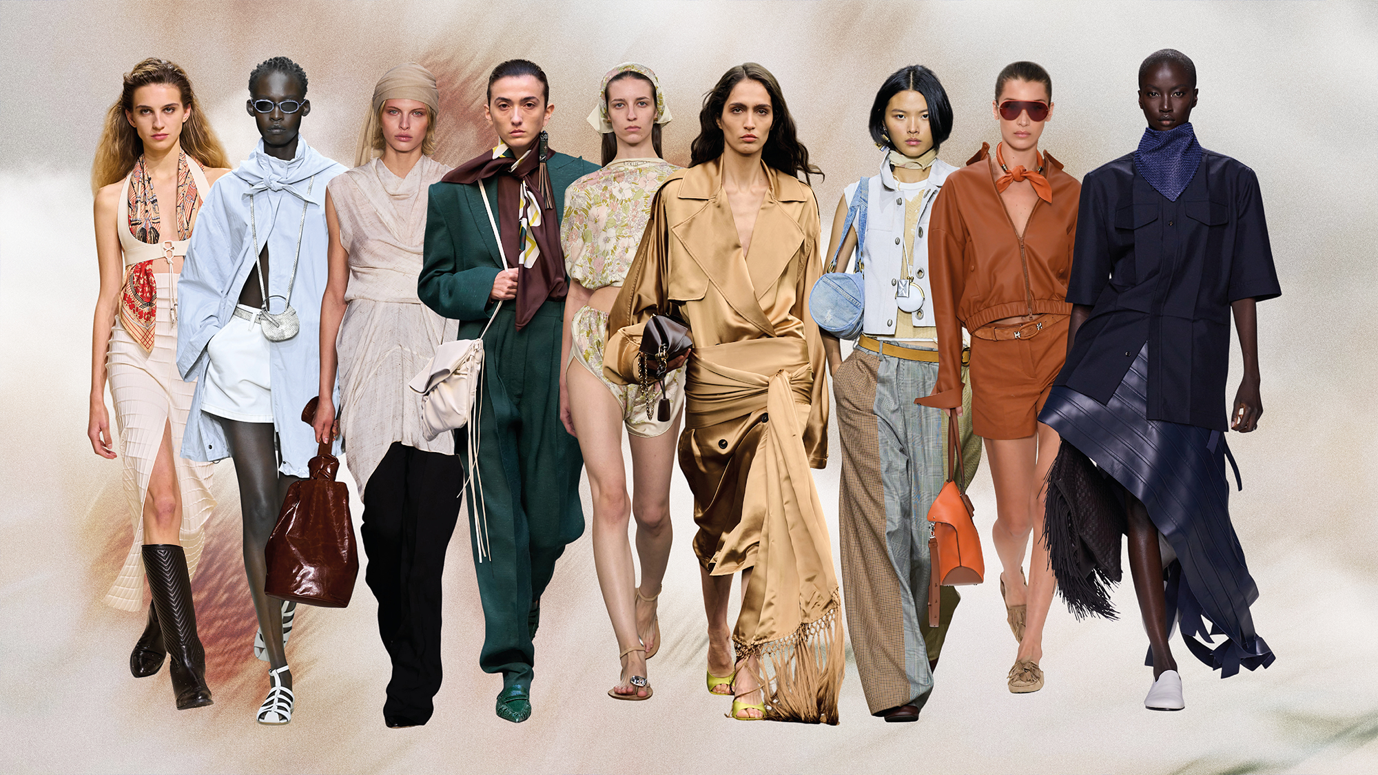 Silk scarves runway imagery