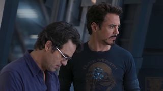 Bruce and Tony doing science bro stuff in 2012's "Avengers." 