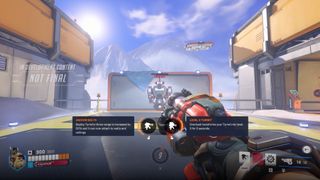 Screenshots of Overwatch 2 showing teams battling it out along with new perks and a Stadium game mode in action