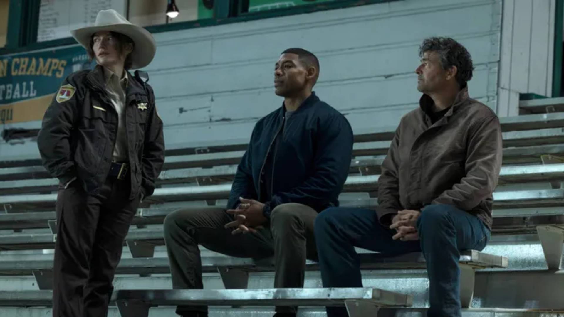Kelly Macdonald, Aaron Pierre, and Kyle Chandler in Lanterns