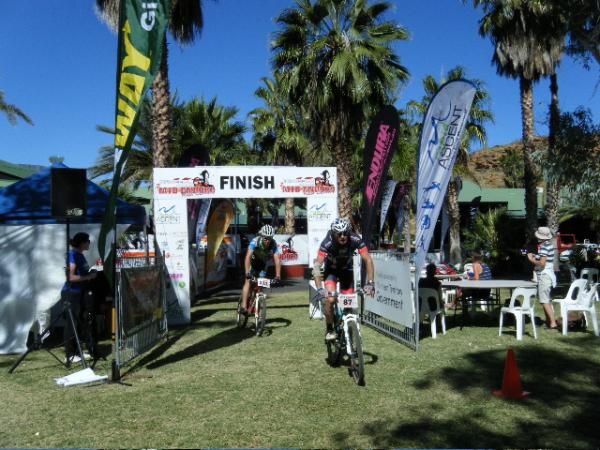 The finish line at the end of the 95km stage four.