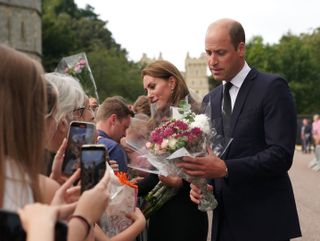 Catherine, Princess of Wales and Prince William, Prince of Wales meet members of the public at Windsor Castle
