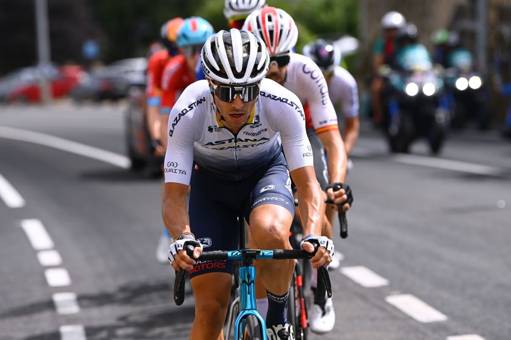 CISTIERNA SPAIN AUGUST 26 Samuele Battistella of Italy and Team Astana Qazaqstan leads the breakaway during the 77th Tour of Spain 2022 Stage 7 a 190km stage from Camargo to Cistierna LaVuelta22 WorldTour on August 26 2022 in Cistierna Spain Photo by Tim de WaeleGetty Images