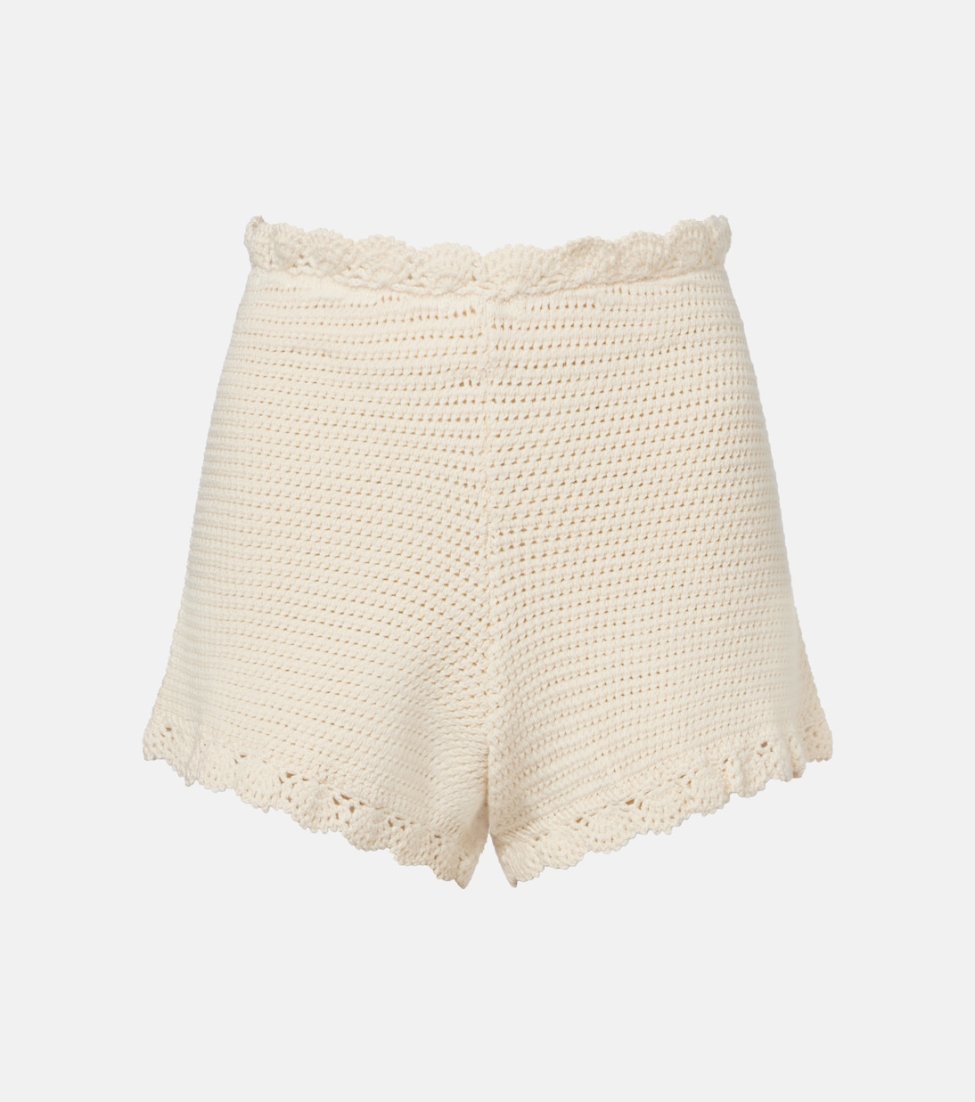 Dylan Crochet Scalloped Shorts in White - Posse