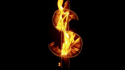 dollar sign on fire