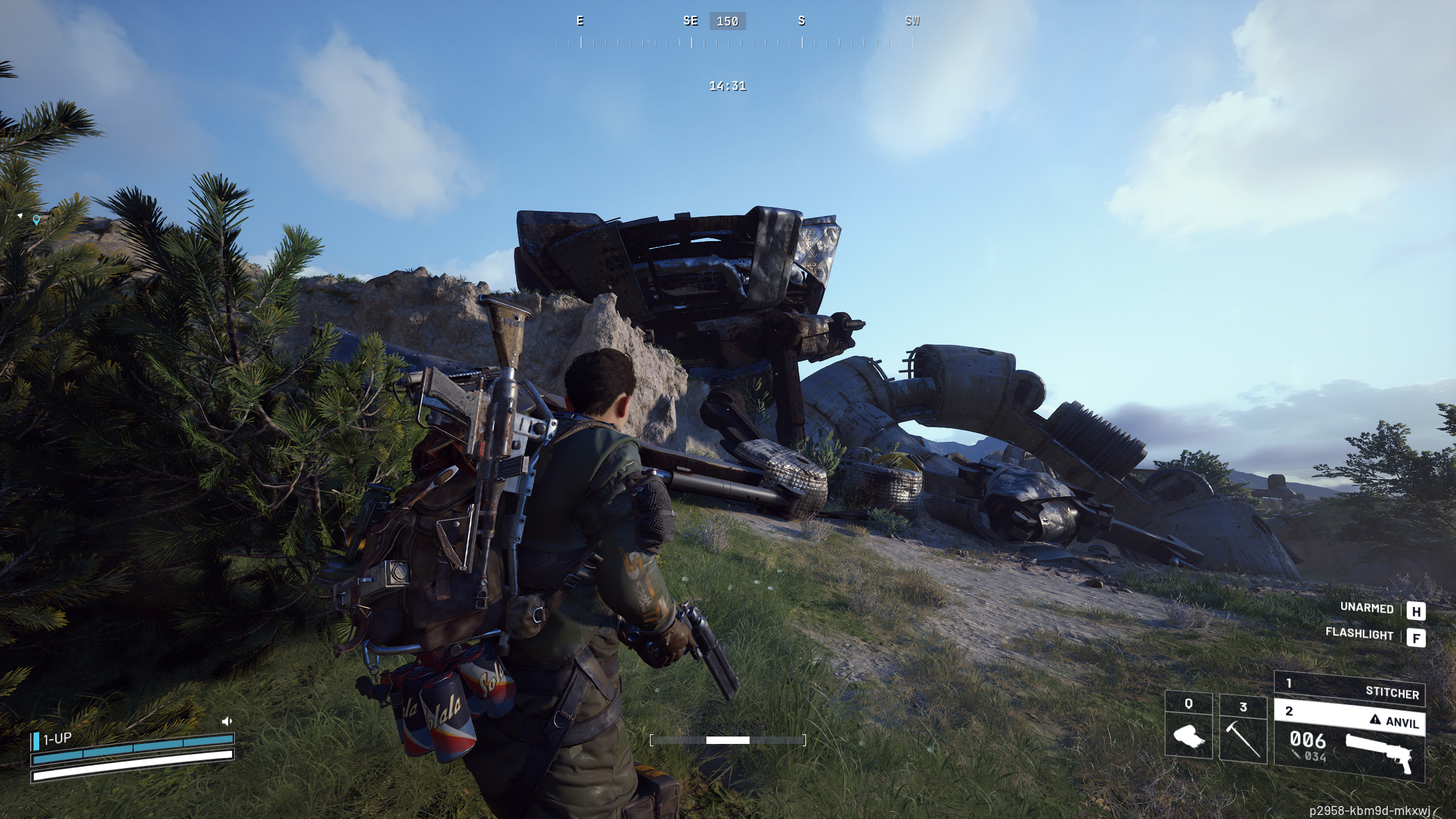 Arc Raiders Aphelion blueprint: A player stood next to a Matriarch corpse on a hill.