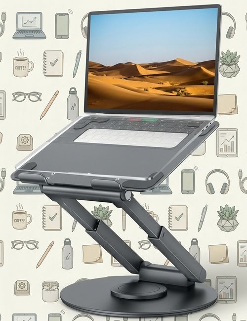 Telescopic Laptop Stand With 360&deg; Swivel Base