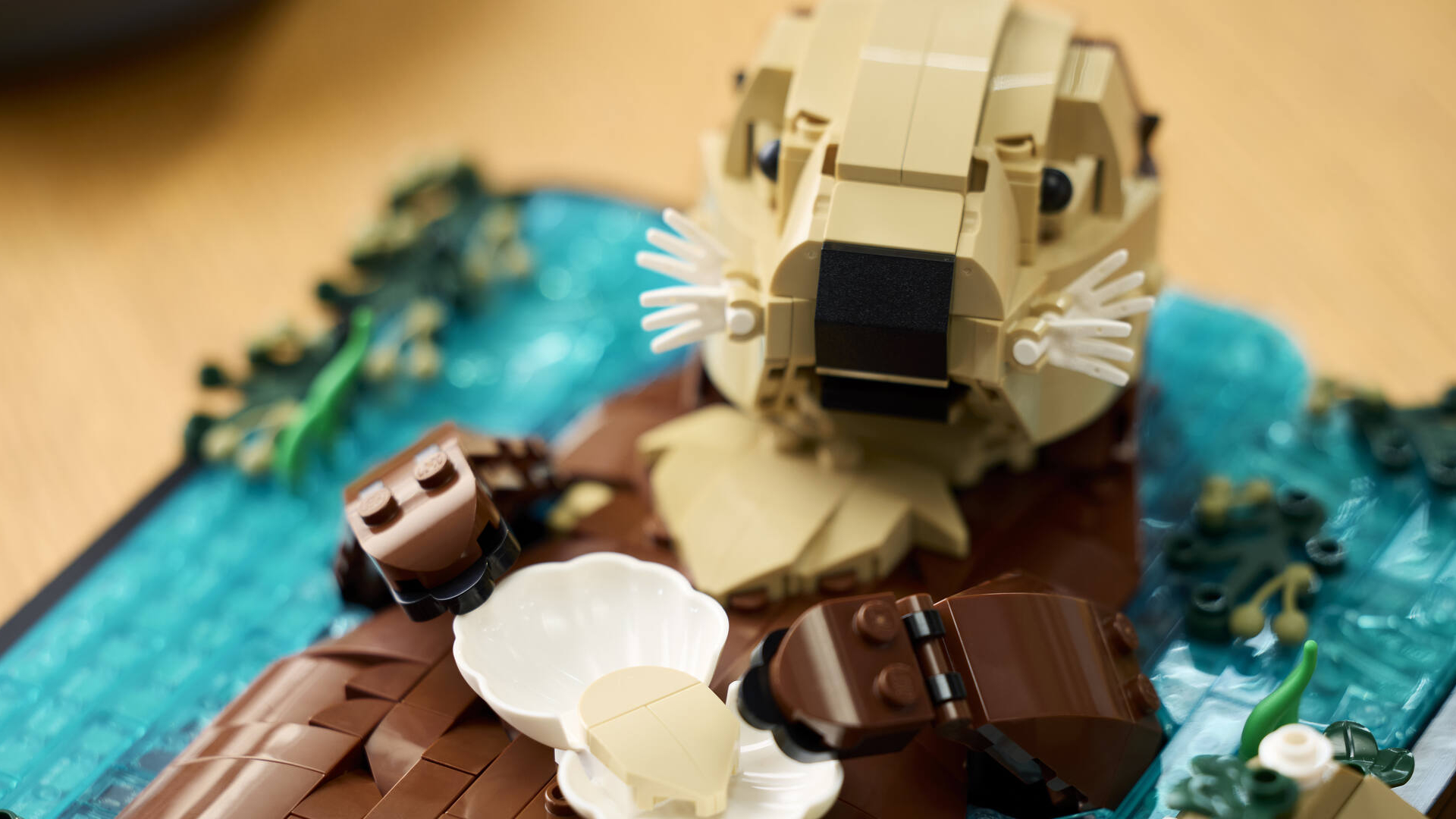 Lego Floating Sea Otter looking into the foreground