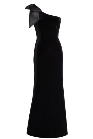 Eliza J One-Shoulder Velvet Gown