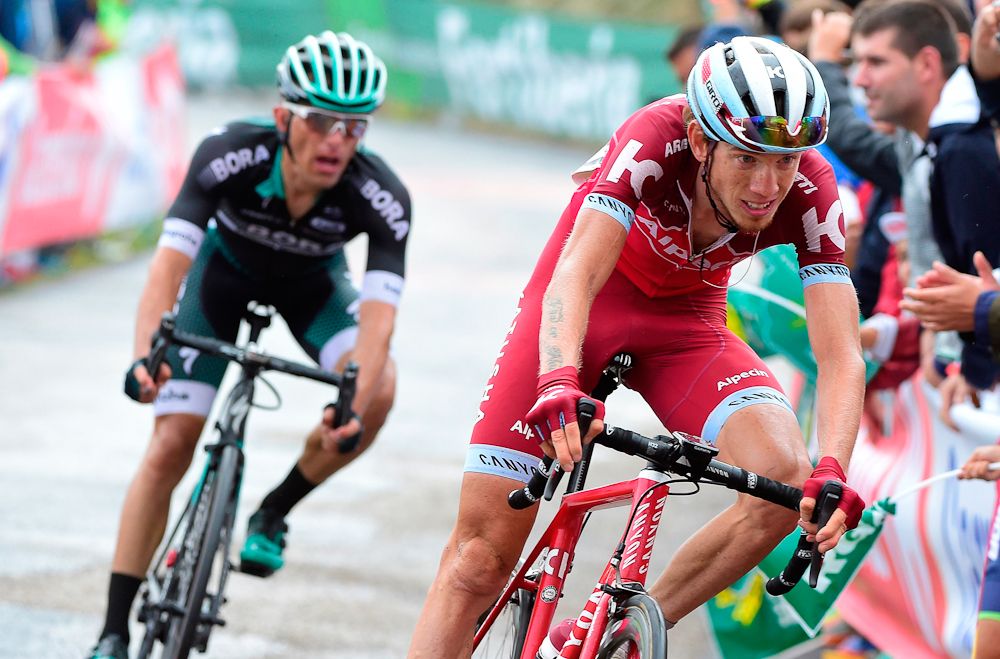 Ilnur Zakarin and Rafal Majka finish stage 17 at the Vuelta